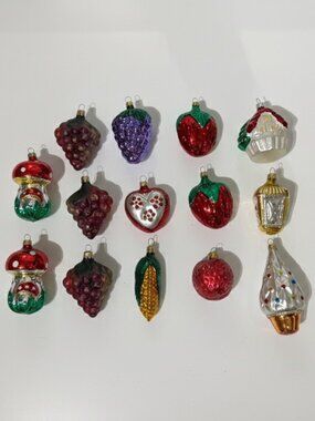 Vintage Mercury Glass Christmas Ornaments Set of 14
